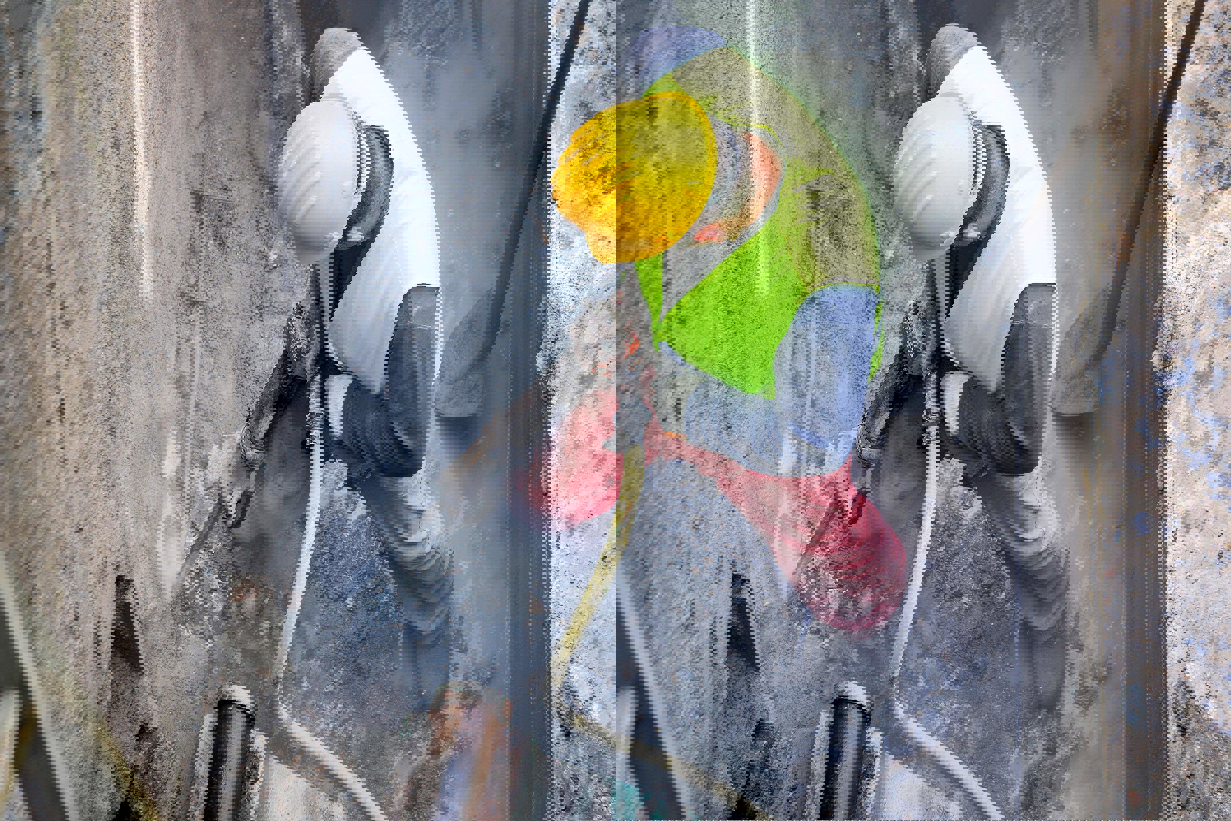 Construction worker using a jackhammer